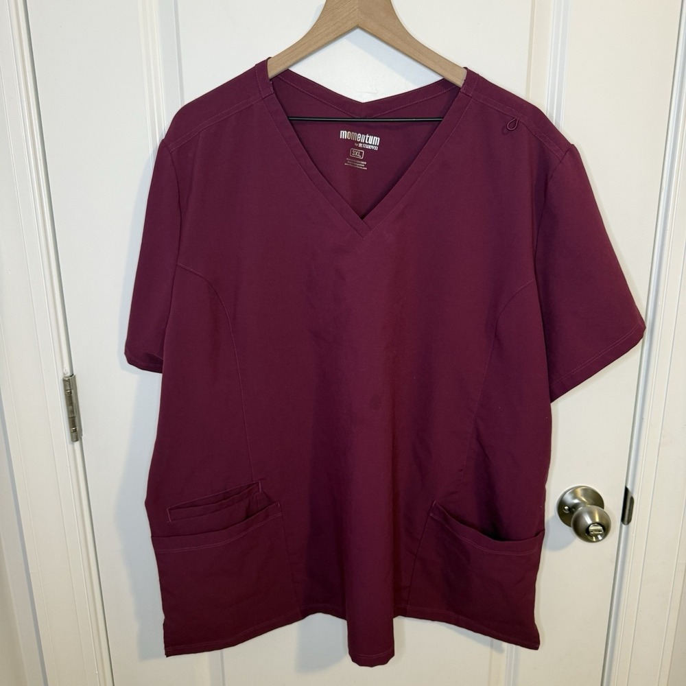 Momentum By Maeven Women's Red Purple Maroon Size 3x Scrub Top Medical Care